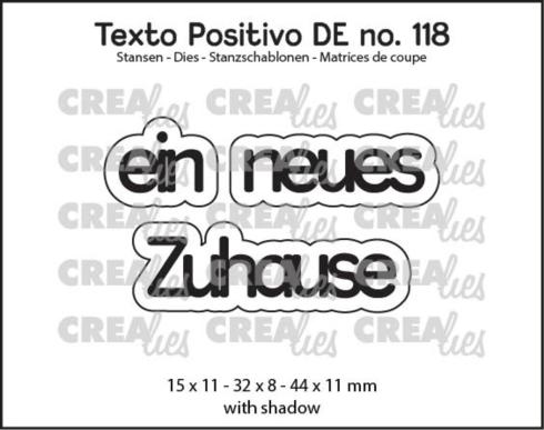 Crealies - Stanzschablone "No. 118 Ein Neues Zuhause" Texto Positivo Dies