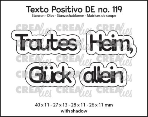 Crealies - Stanzschablone "No. 119 Trautes Heim, Glück Allein" Texto Positivo Dies