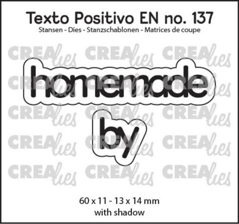 Crealies - Stanzschablone "No. 137 Homemade By" Texto Positivo Dies