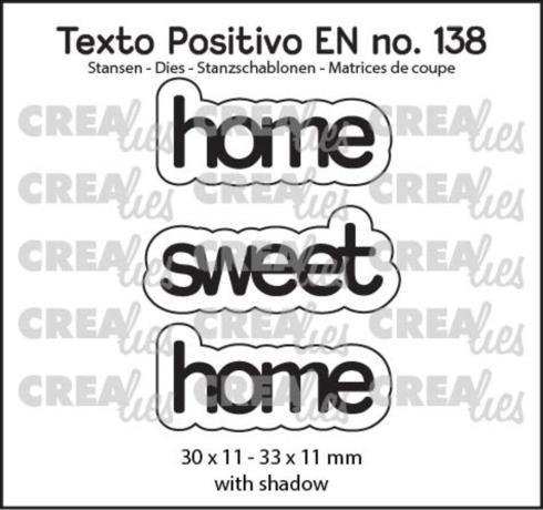 Crealies - Stanzschablone "No. 138 Home Sweet Home" Texto Positivo Dies