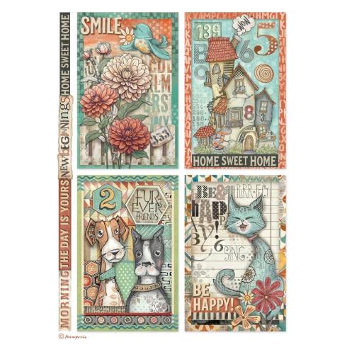 Stamperia - Decopatch Papier "4 Cards" Decoupage A4 - 6 Bogen  