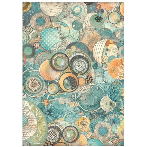 Stamperia - Decopatch Papier "Harmony of Circles and Textures" Decoupage A4 - 6 Bogen  