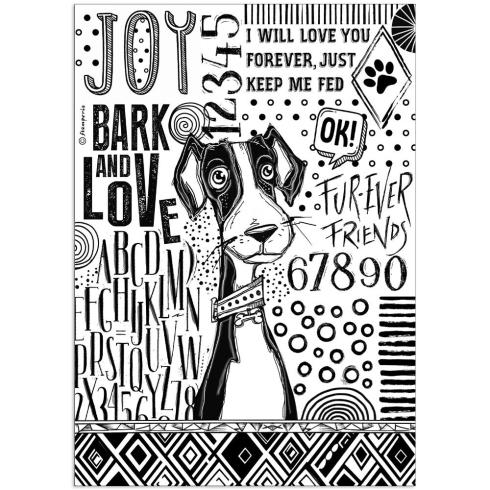 Stamperia - Decopatch Papier "Dog Black and White" Decoupage A4 - 6 Bogen  