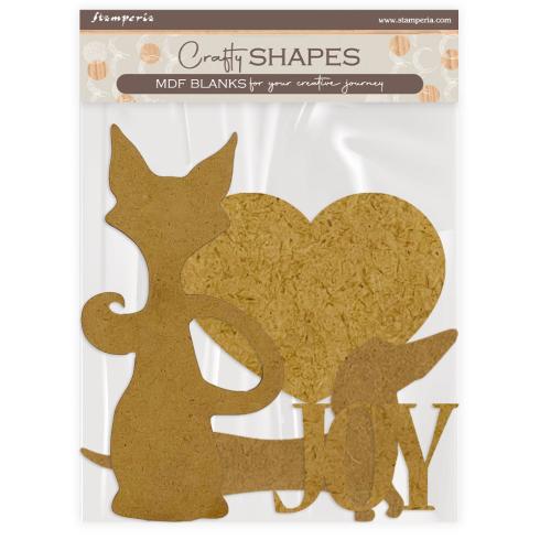 Stamperia - Holzteile "Dog and Cat Silhouette" MDF Crafty Shapes Blanks