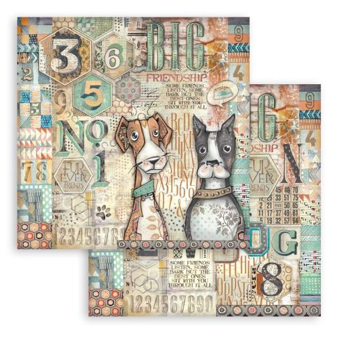 Stamperia - Designpapier "Dogs and Numbers" Paper Sheets 12x12 Inch - 10 Bogen