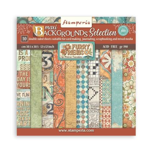 Stamperia - Designpapier "Furry Friends" Maxi Paper Pack 12x12 Inch - 10 Bogen