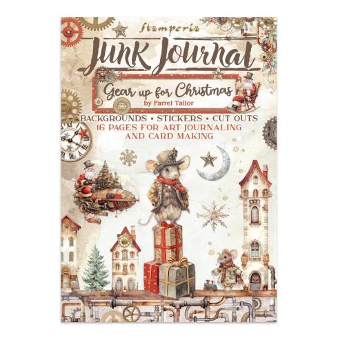 Stamperia - Papier, Aufkleber & Stanzteile "Gear up for Christmas" Junk Journal Backgrounds,Stickers,Cut-Outs