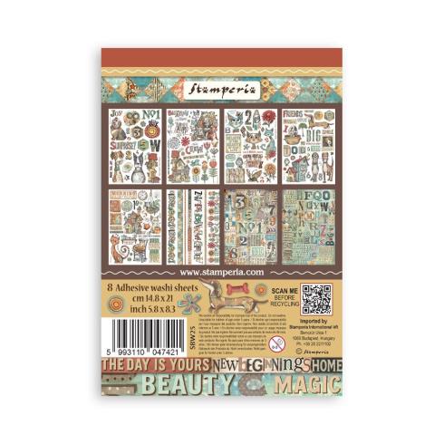 Stamperia - Washi Papier "Furry Friends" Washi Pad 14,8x21cm - 8 Bogen