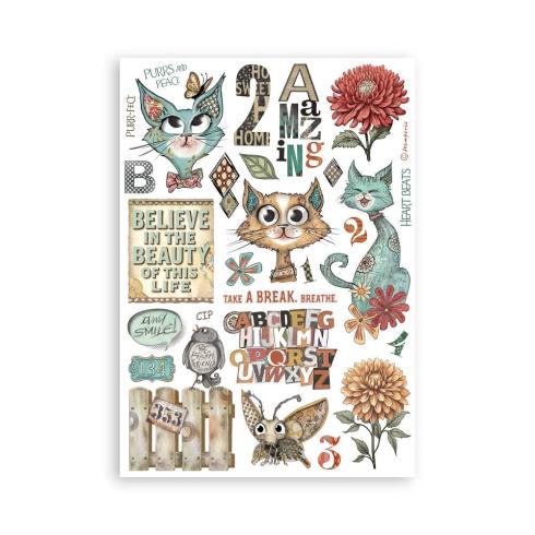 Stamperia - Washi Papier "Furry Friends" Washi Pad 14,8x21cm - 8 Bogen