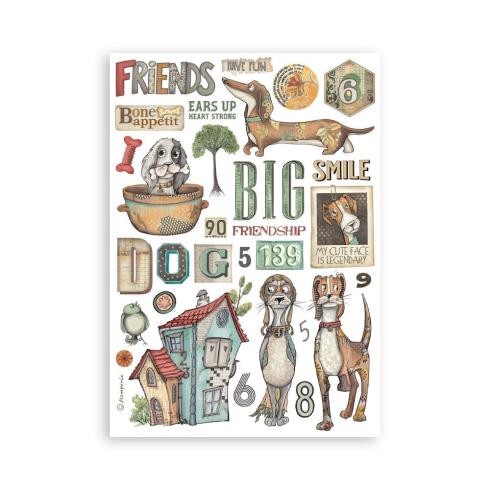 Stamperia - Washi Papier "Furry Friends" Washi Pad 14,8x21cm - 8 Bogen