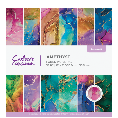 Crafters Companion - Designpapier "Amethyst" Paper Pack 12x12 Inch - 36 Bogen
