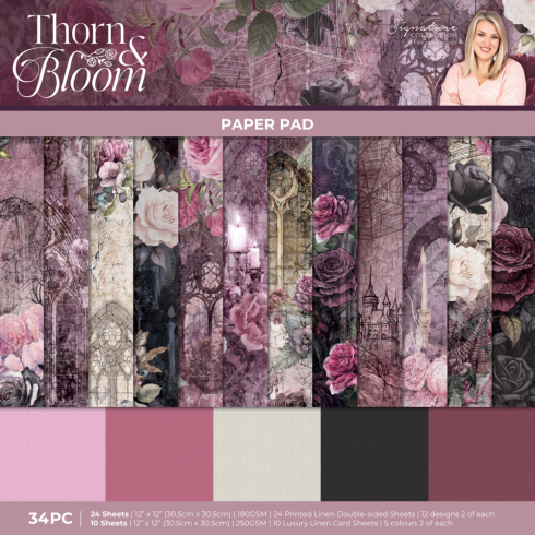Crafters Companion - Designpapier "Thorn & Bloom" Paper Pack 12x12 Inch - 34 Bogen