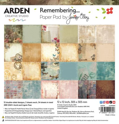 Arden Creative Studio - Designpapier "Remembering..." Paper Pack 12x12 Inch - 12 Bogen