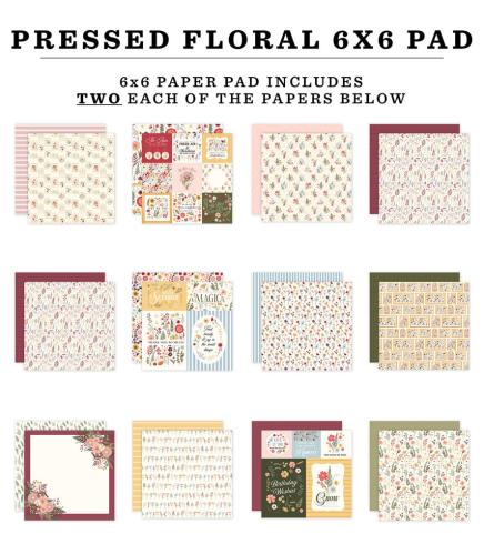 Preview: Carta Bella - Designpapier "Pressed Floral" Paper Pad 6x6 Inch - 24 Bogen