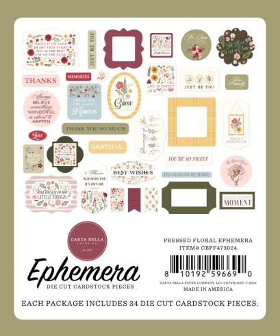 Preview: Carta Bella - Stanzteile "Pressed Floral" Ephemera