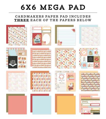 Preview: Echo Park - Designpapier "Bookish" Cardmakers Mega Pad 6x6 Inch - 48 Bogen