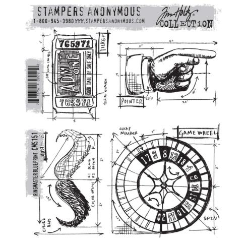 Stampers Anonymous - Gummistempelset "Ringmaster Blueprint" Cling Stamp Design by Tim Holtz