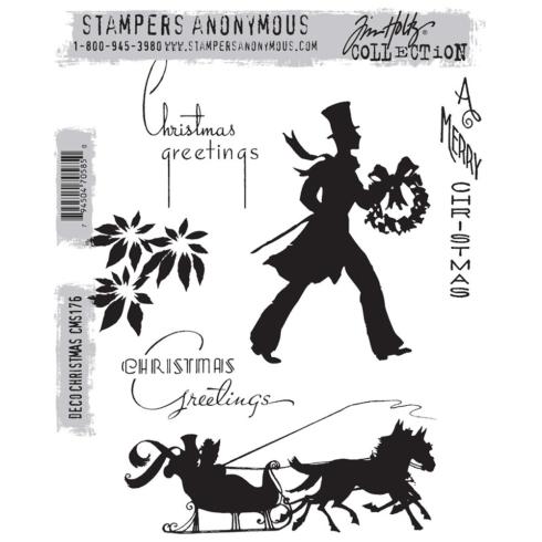 Stampers Anonymous - Gummistempelset "Deco Christmas" Cling Stamp Design by Tim Holtz