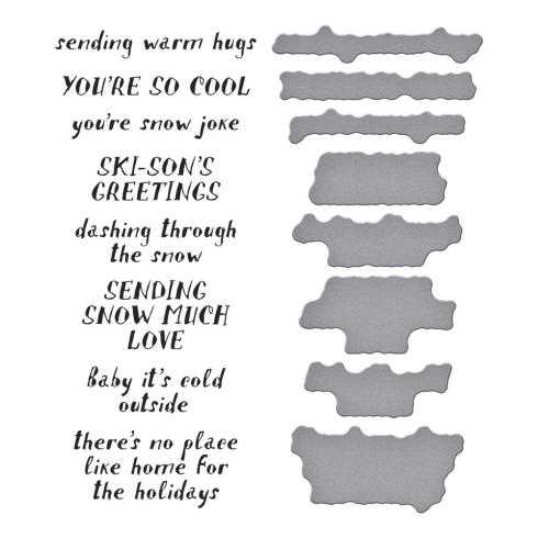 Preview: Spellbinders - Buchdrucktechnik "Ski-son's Greetings" BetterPress Plate & Dies