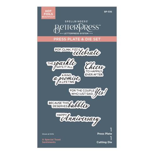 Spellbinders - Buchdrucktechnik "A Special Toast Sentiments" BetterPress Plate & Dies
