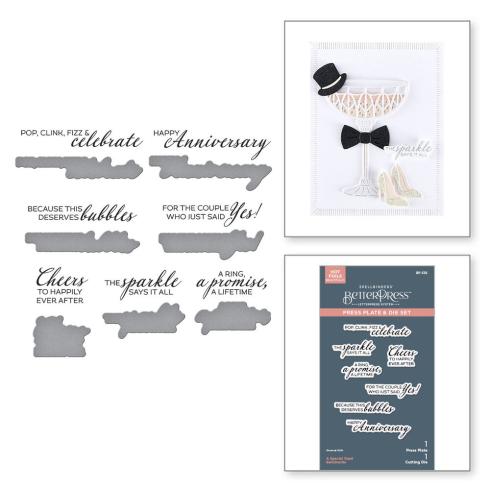 Preview: Spellbinders - Buchdrucktechnik "A Special Toast Sentiments" BetterPress Plate & Dies