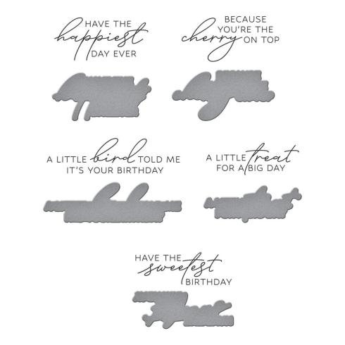 Preview: Spellbinders - Buchdrucktechnik "Fountain Wishes Sentiments" BetterPress Plate & Dies