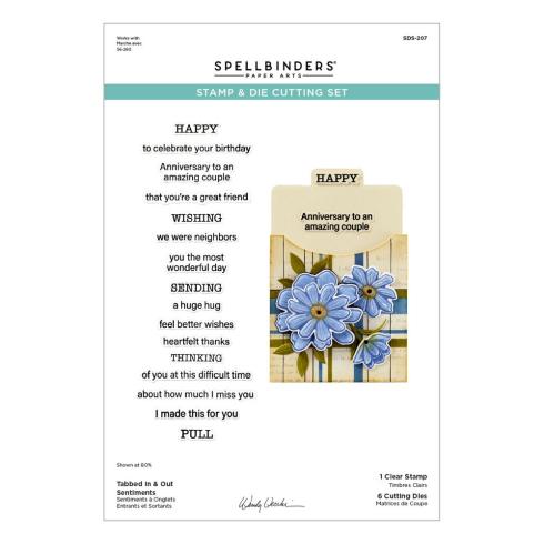 Spellbinders - Stempelset & Stanzschablone "Tabbed In & Out Sentiments" Clear Stamps & Dies