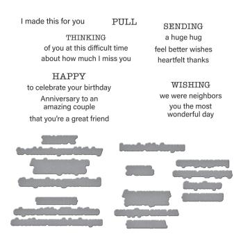 Preview: Spellbinders - Stempelset & Stanzschablone "Tabbed In & Out Sentiments" Clear Stamps & Dies