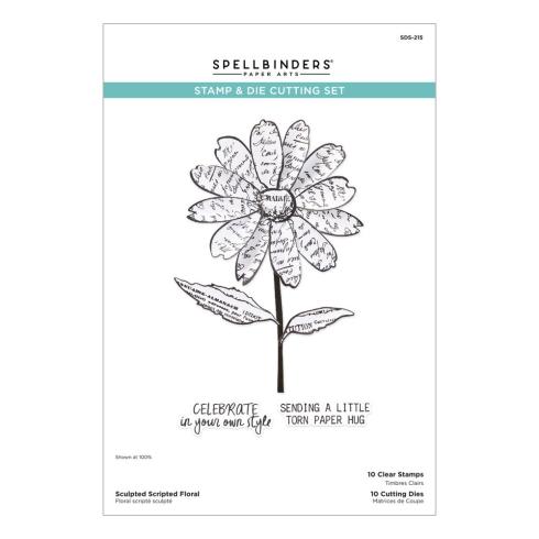 Spellbinders - Stempelset & Stanzschablone "Sculpted Scripted Floral" Clear Stamps & Dies
