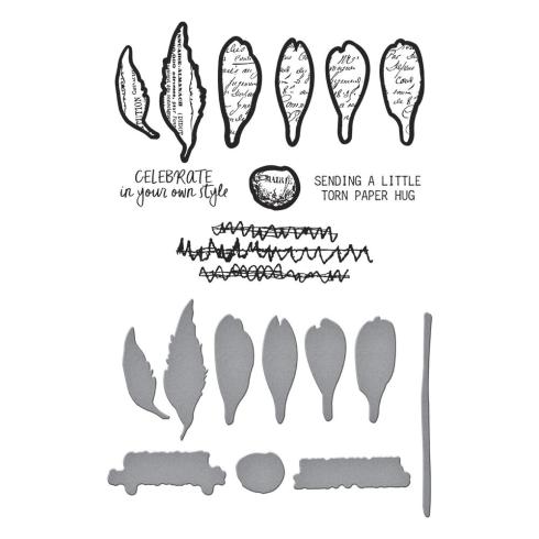 Preview: Spellbinders - Stempelset & Stanzschablone "Sculpted Scripted Floral" Clear Stamps & Dies