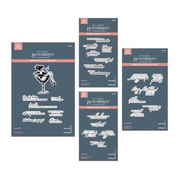 Spellbinders - Buchdrucktechnik "Happier Hour Sentiments Bundle" BetterPress Plate & Dies