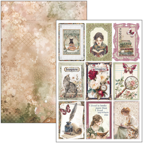 Ciao Bella - Stanzteile "Book Lovers" Creative Pad A4 - 9 Bogen