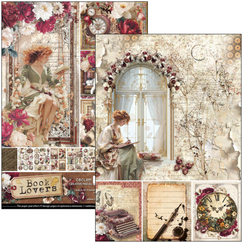 Preview: Ciao Bella - Stanzteile "Book Lovers" Creative Pad A4 - 9 Bogen