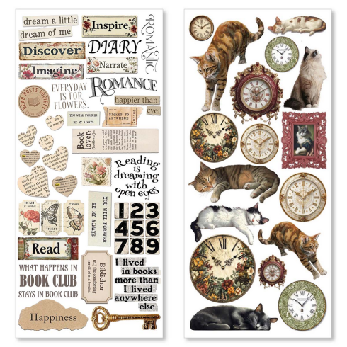 Preview: Ciao Bella - Aufkleber "Book Lover" Transparent Adhesive Sheets 4,72x10,23 Inch - 5 Bogen