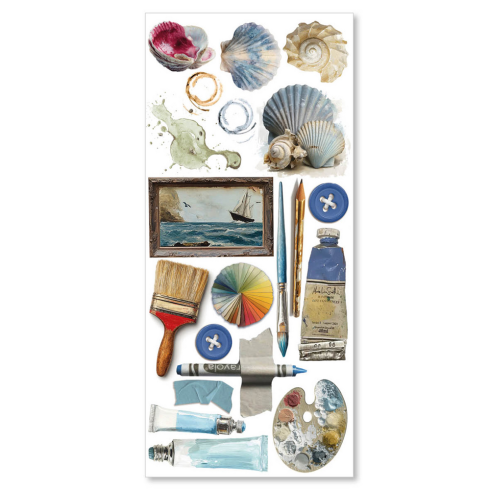 Preview: Ciao Bella - Aufkleber "An Artist Journey" Transparent Adhesive Sheets 4,72x10,23 Inch - 5 Bogen