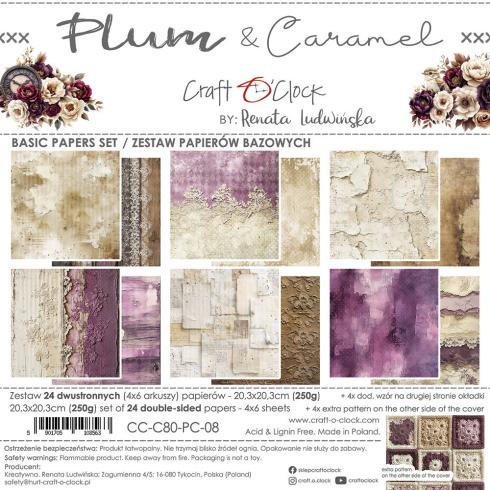 Craft OClock - Designpapier "Plum & Caramel" Basic Paper Pack 8x8 Inch - 24 Bogen