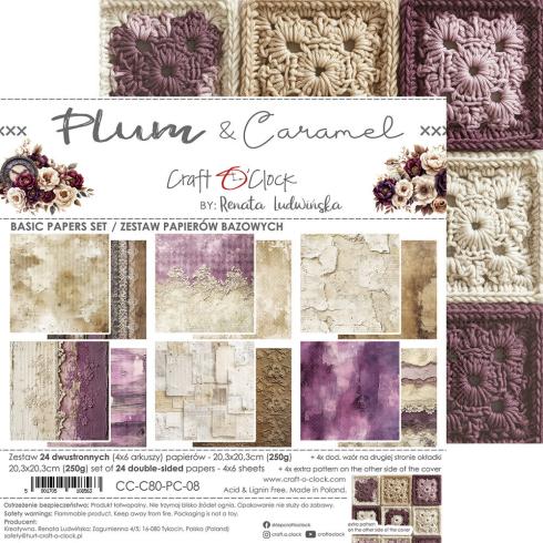 Preview: Craft OClock - Designpapier "Plum & Caramel" Basic Paper Pack 8x8 Inch - 24 Bogen