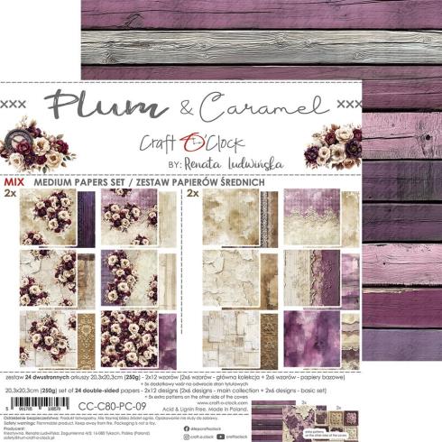 Preview: Craft OClock - Designpapier "Plum & Caramel" Medium Paper Pack 8x8 Inch - 24 Bogen