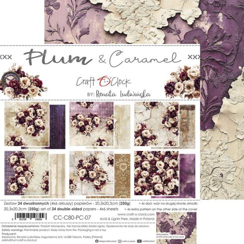 Preview: Craft OClock - Designpapier "Plum & Caramel" Medium Paper Pack 8x8 Inch - 24 Bogen