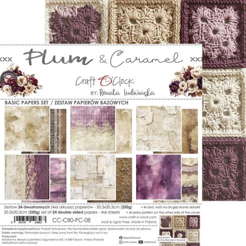 Craft OClock - Designpapier "Plum & Caramel" Medium Paper Pack 8x8 Inch - 24 Bogen