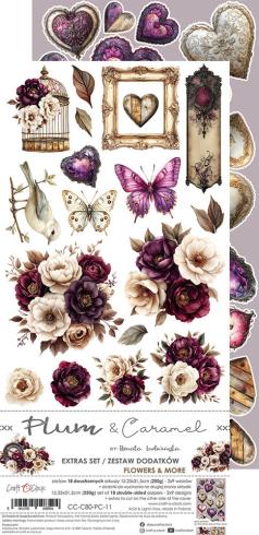Preview: Craft OClock - Ausschneidebogen "Plum & Caramel" Extra Set Flowers & More - 18 Bogen