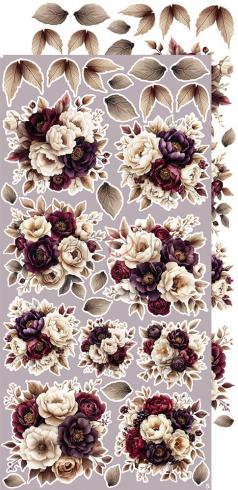 Craft OClock - Ausschneidebogen "Plum & Caramel" Extra Set Flowers & More - 18 Bogen