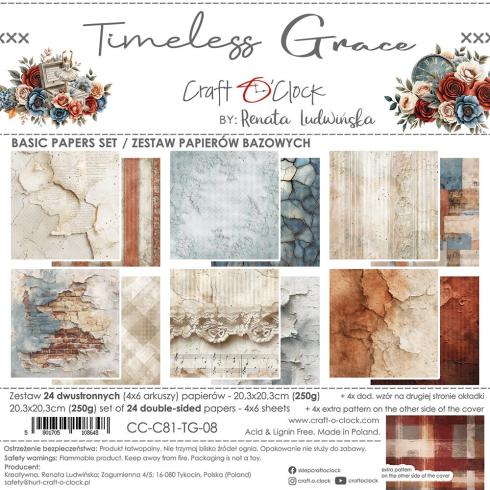 Craft OClock - Designpapier "Timeless Grace" Basic Paper Pack 8x8 Inch - 24 Bogen