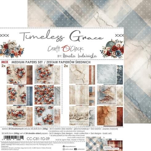 Preview: Craft OClock - Designpapier "Timeless Grace" Medium Paper Pack 8x8 Inch - 24 Bogen