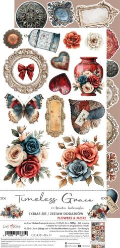 Preview: Craft OClock - Ausschneidebogen "Timeless Grace" Extra Set Flowers & More - 18 Bogen