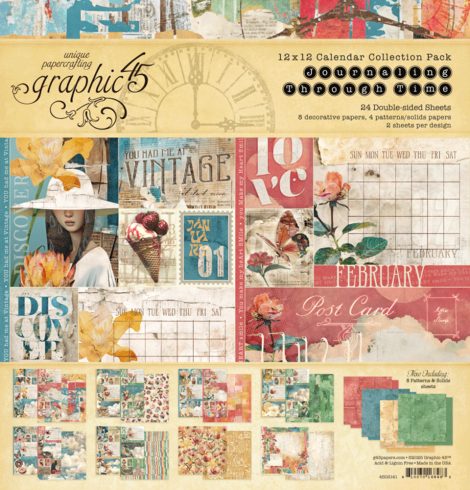 Graphic 45 - Designpapier "Journaling Through Time" Collection Pack 12x12 Inch - 24 Bogen