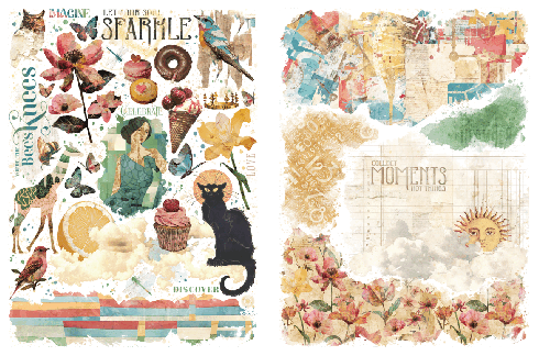 Graphic 45 - Transfer Aufkleber "Journaling Through Time" Rub-On