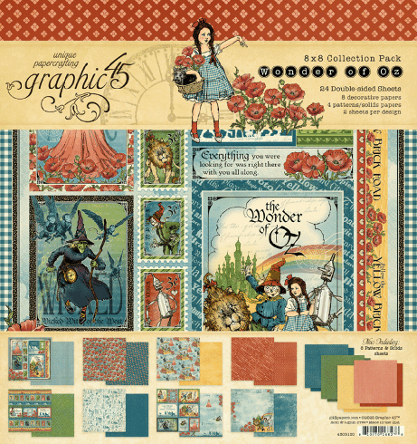 Graphic 45 - Designpapier "Wonder of Oz" Collection Pack 8x8 Inch - 24 Bogen