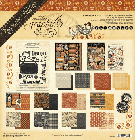 Graphic 45 - Designpapier "Farmhouse Keepsake" Kit 12x12 Inch - 20 Bogen