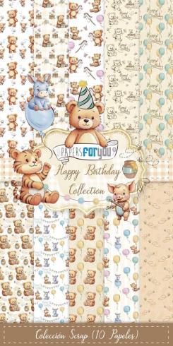 Papers For You - Designpapier "Happy Birthday" Scrap Paper Pack 6x12 Inch - 10 Bogen 